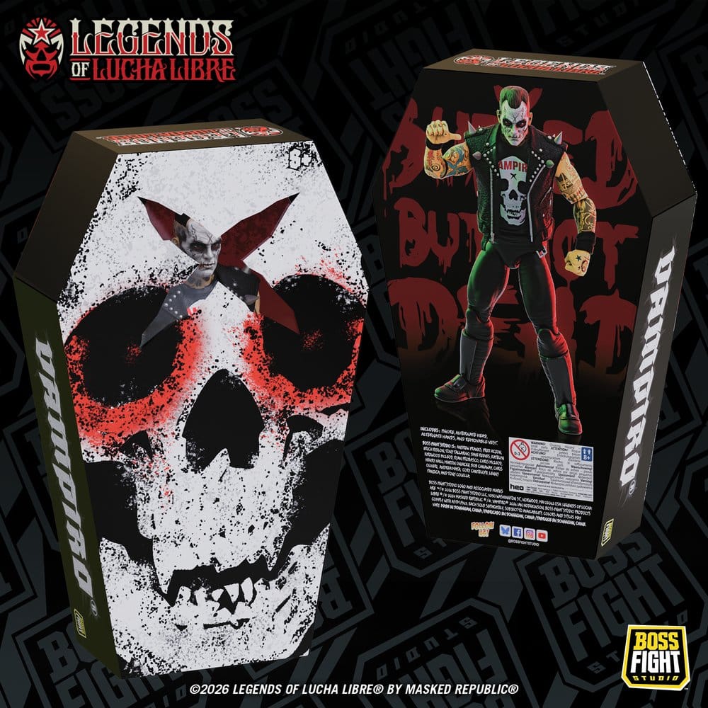 Legends of Lucha Libre Fanaticos Actionfigur Vampiro Coffin Box Resurrected 15 cm