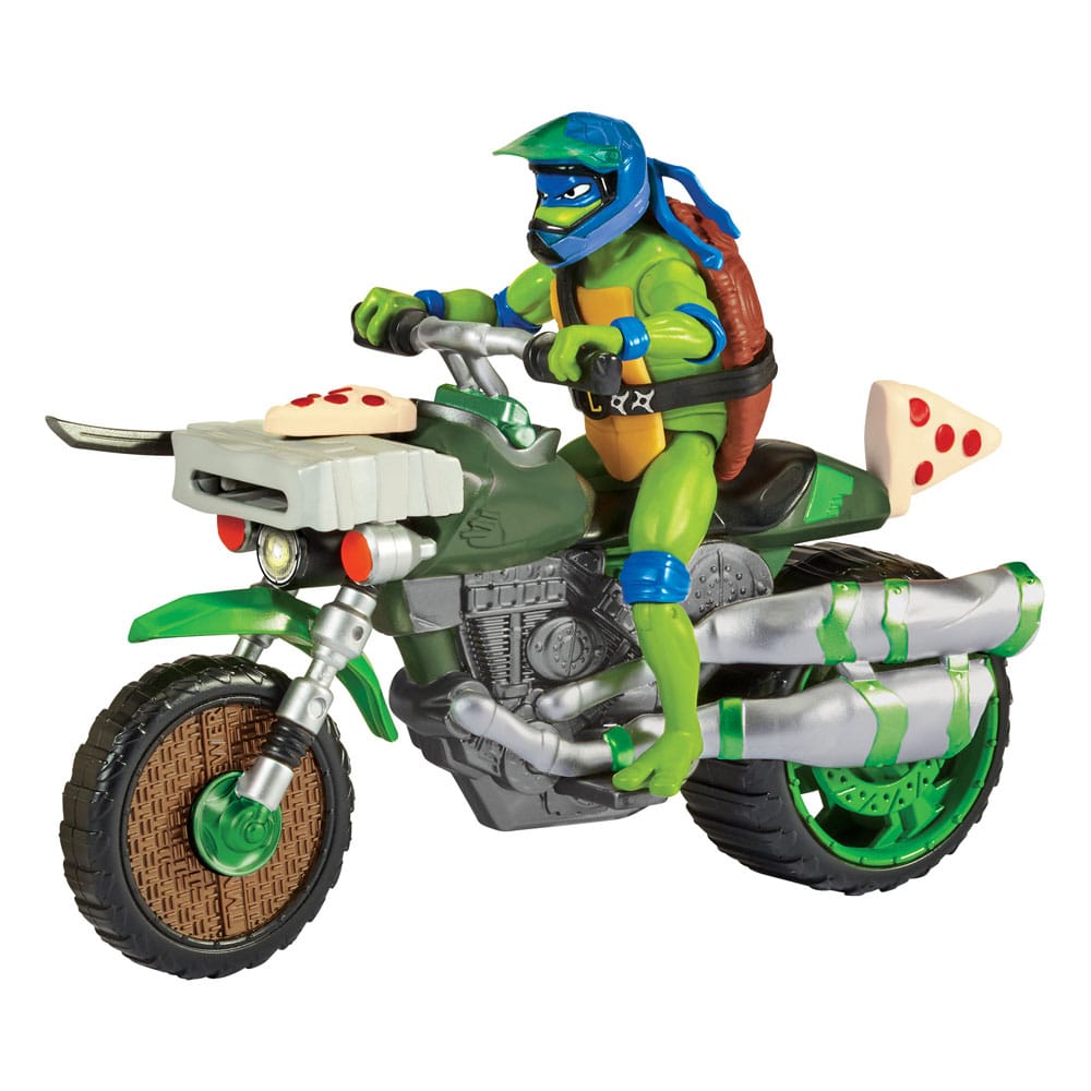 Teenage Mutant Ninja Turtles: Mutant Mayhem Drive N Kick Action Figur Leonardo & Motorrad 11 cm