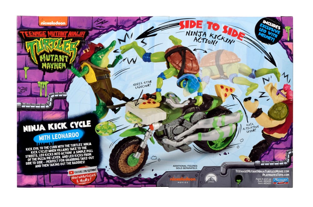 Teenage Mutant Ninja Turtles: Mutant Mayhem Drive N Kick Action Figur Leonardo & Motorrad 11 cm