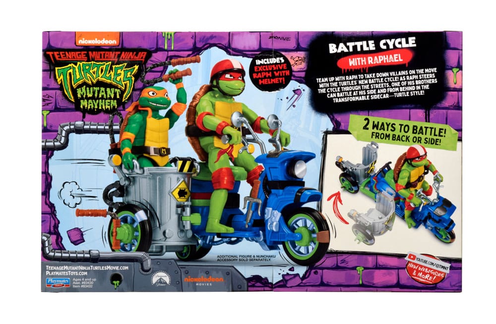 Teenage Mutant Ninja Turtles: Mutant Mayhem Action Figur Raphael & Scooter mit Seitenwagen 11 cm