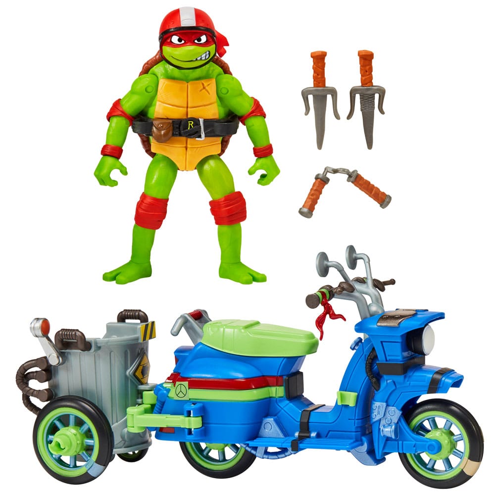 Teenage Mutant Ninja Turtles: Mutant Mayhem Action Figur Raphael & Scooter mit Seitenwagen 11 cm