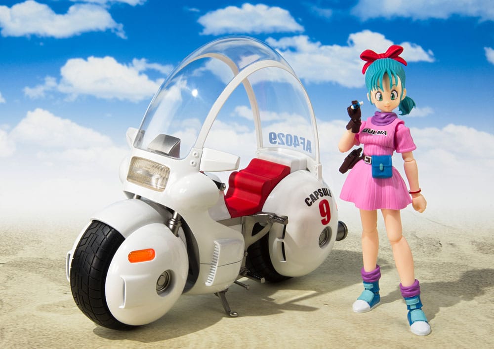 Dragon Ball S.H. Figuarts Fahrzeug mit Figur Bulma's Motorcycle Hoipoi Capsule No. 9 17 cm
