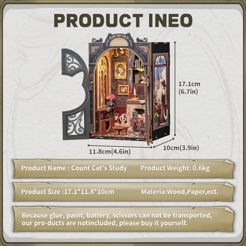 Book Nook Count Cat´s Study 17 x 12 cm