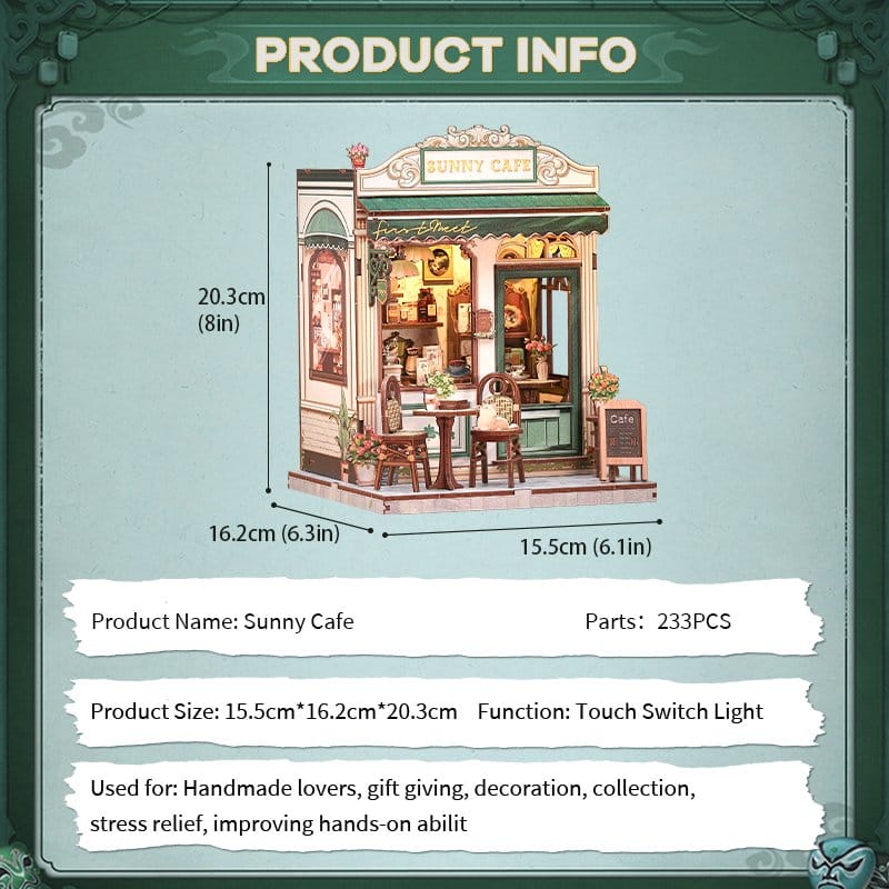 Miniature House Model Kit Sunny Cafe 20 x 16 cm