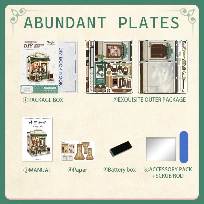 Miniature House Model Kit Sunny Cafe 20 x 16 cm