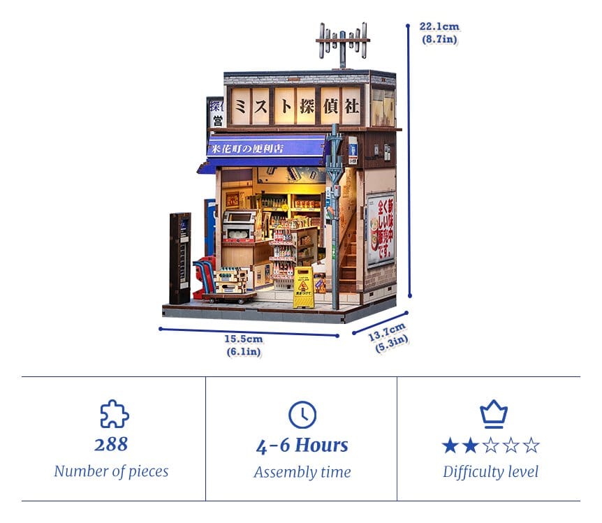 Miniature House Model Kit Beika-cho Convenience Store 22 x 15 cm