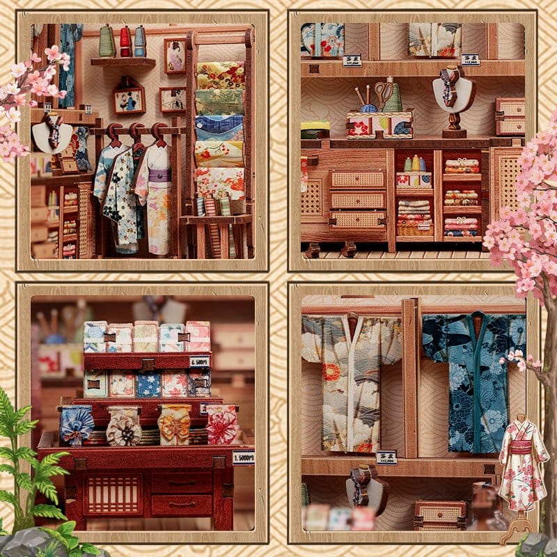 Miniature House Model Kit Sakura O Kimono Shop 19 x 14 cm
