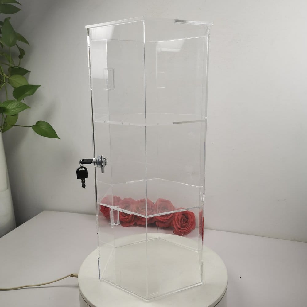 Evoretro 3-stufiger abschließbarer sechseckiger Acryl-Displayturm