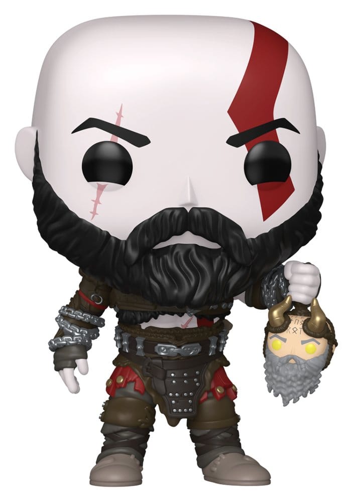 God of War Ragnarök POP! Games Vinyl Figur Kratos w/Mimir's Head 9 cm