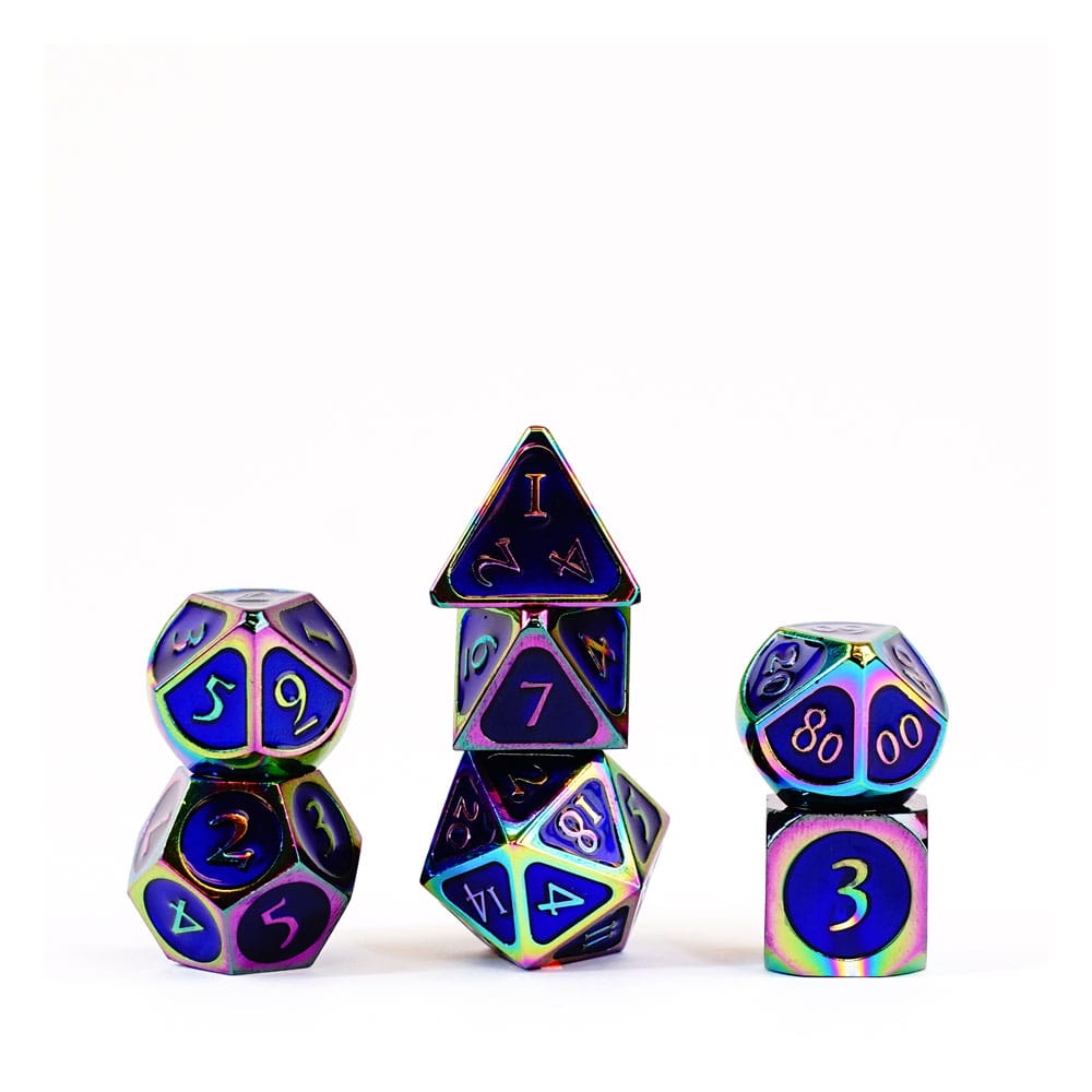 FanRoll Würfel Set Rainbow with Blue Enamel (7)