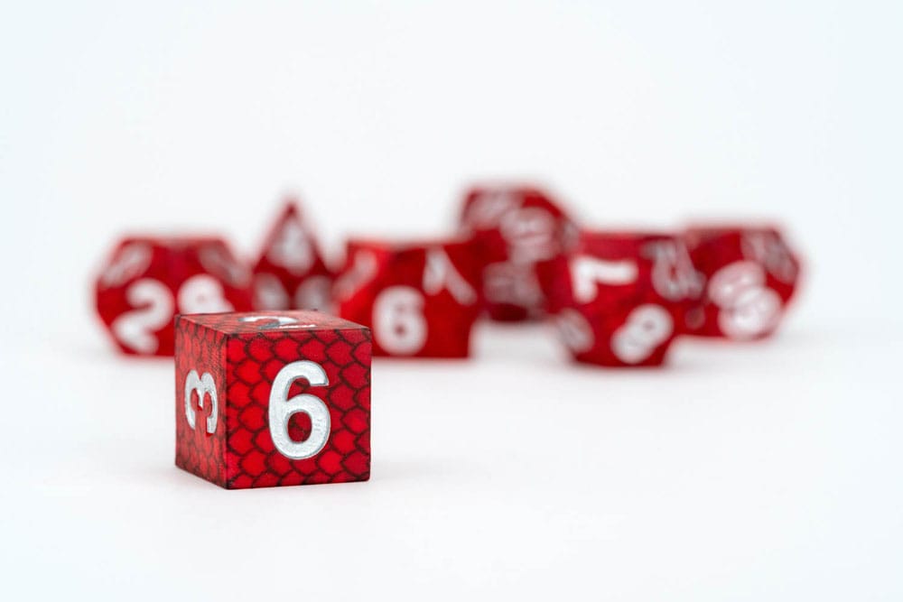 Dragon Storm Sharp Edge Silicone Würfel Set Red Dragon Scales (7)