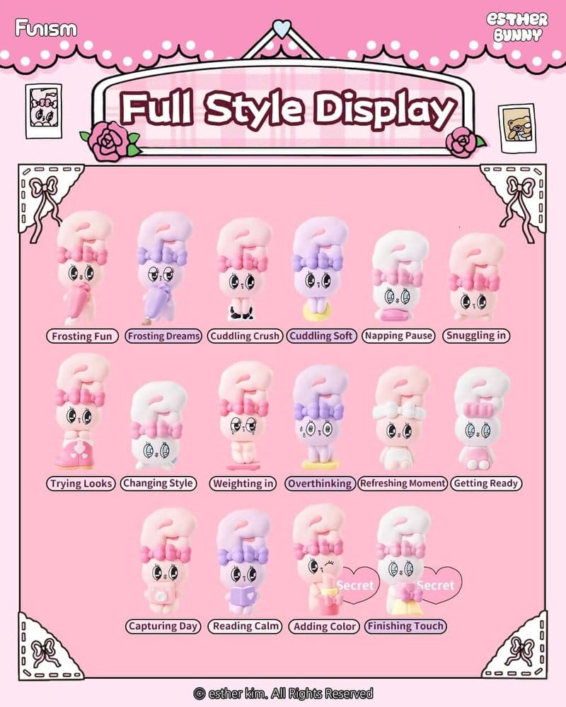 Esther Bunny Blind Box Minifiguren Little Vlog Bunny Face Series 6 cm Display (6)