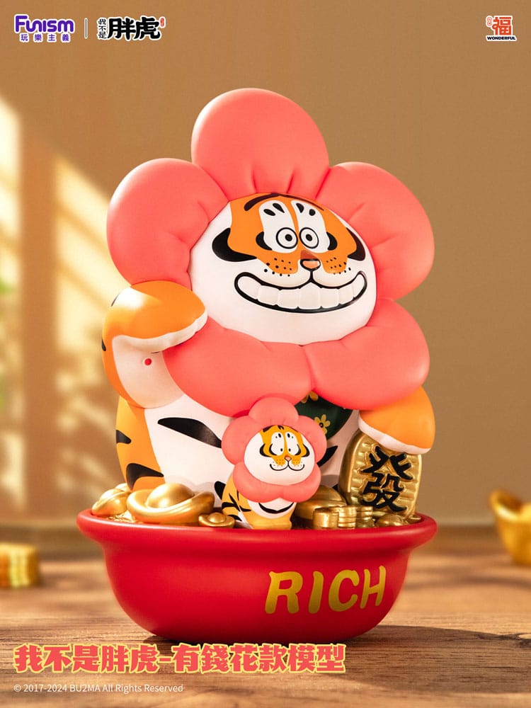 I Am Not Fat Tiger Statue Alexander the Tiger Rich Flower 20 cm