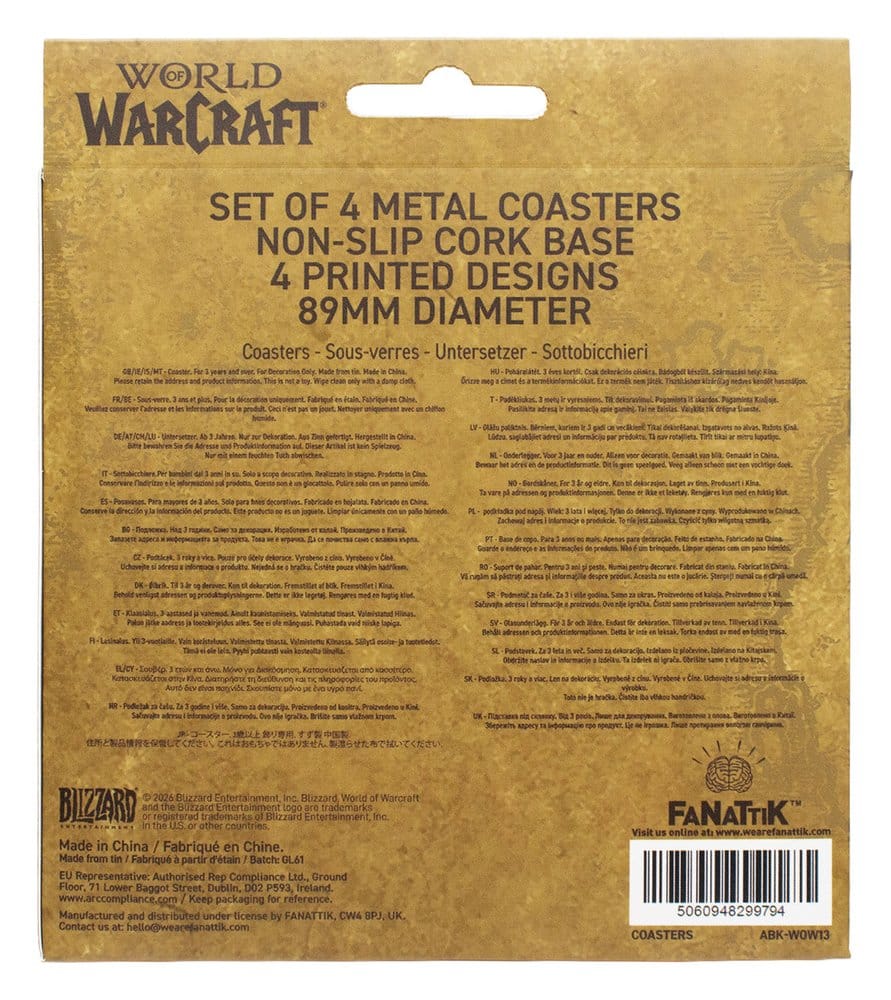 World of Warcraft Untersetzer 4er-Pack bedrucktes Metall