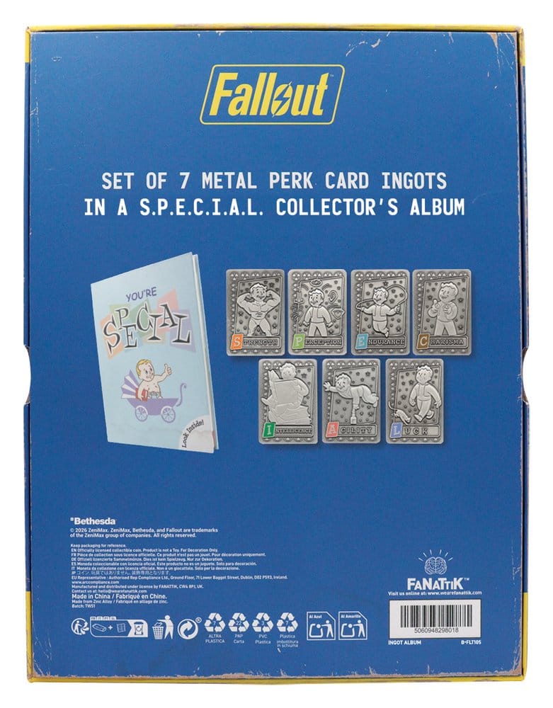Fallout Metallbarren mit Album S.P.E.C.I.A.L. Perk Card Collector’s Album