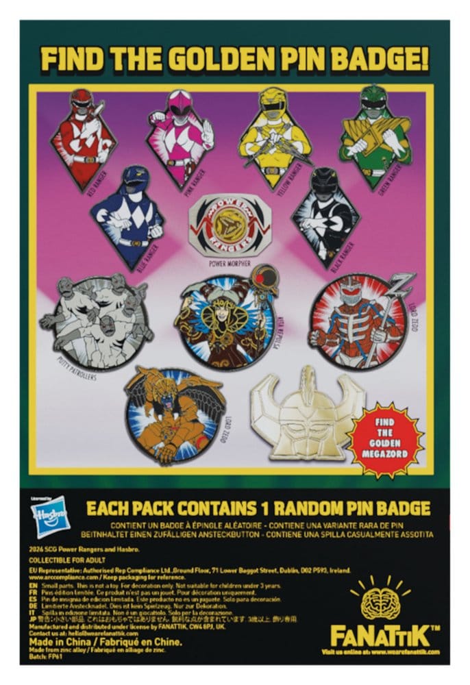 Power Rangers Mystery Ansteck-Pins Blind Box Sortiment (12)
