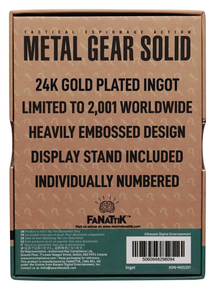 Metal Gear Solid 2 Metallbarren Snake 24k Gold Plated Limited Edition