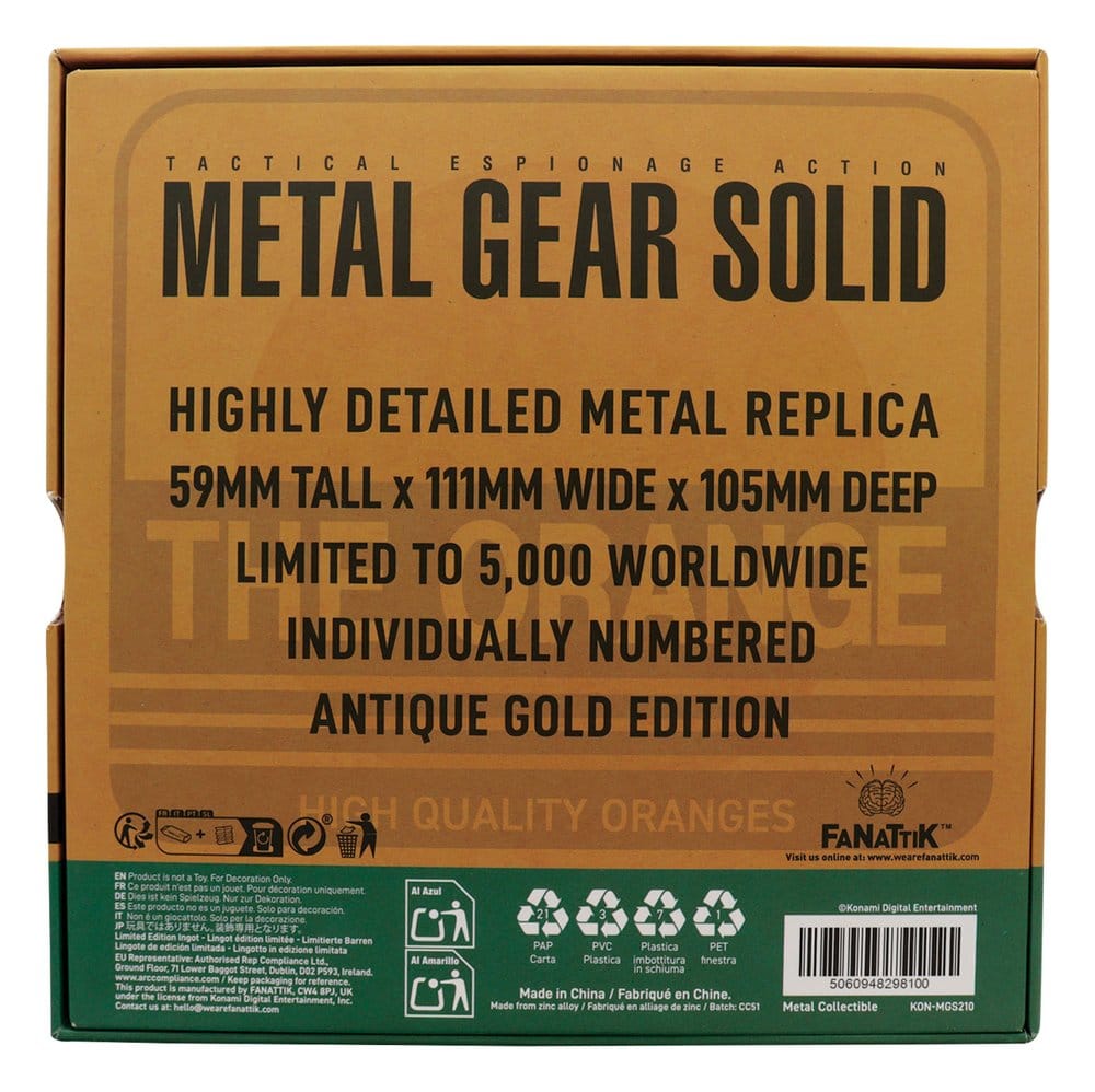 Metal Gear Solid 2 Replik Cardboard Box Antique Gold
