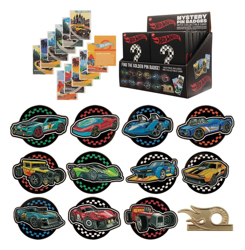 Hot Wheels Mystery Ansteck-Pins Blind Box Display (12)