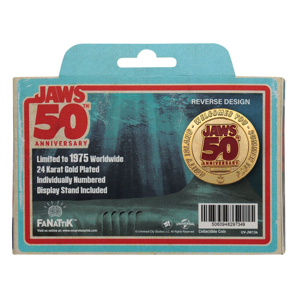 Jaws Sammelmünze 50th Anniversary 24k Gold Plated Limited Edition