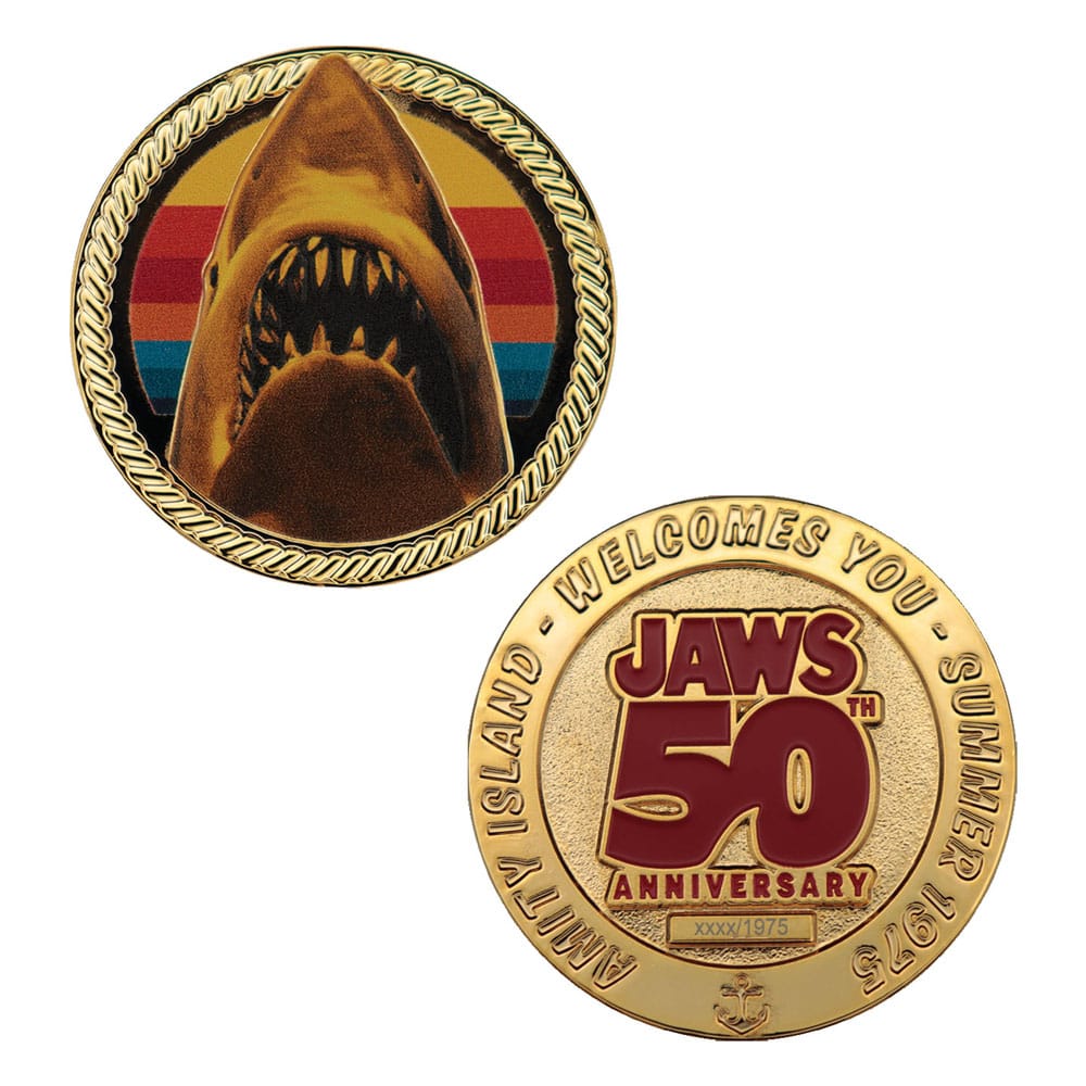 Jaws Sammelmünze 50th Anniversary 24k Gold Plated Limited Edition