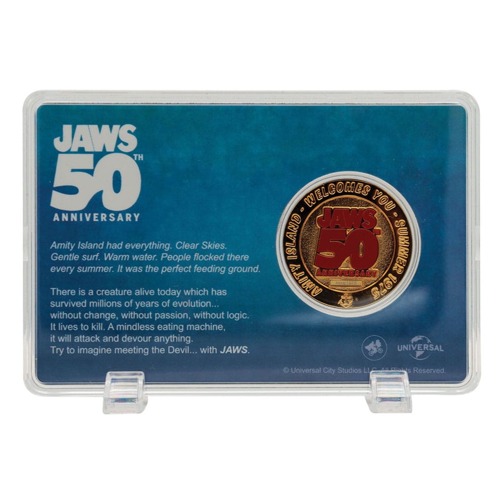 Jaws Sammelmünze 50th Anniversary 24k Gold Plated Limited Edition