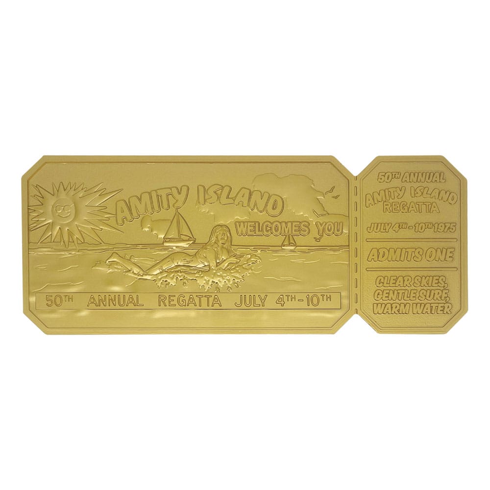 Jaws Replik 1/1 50th Anniversary Regatta Ticket 24k Gold Plated