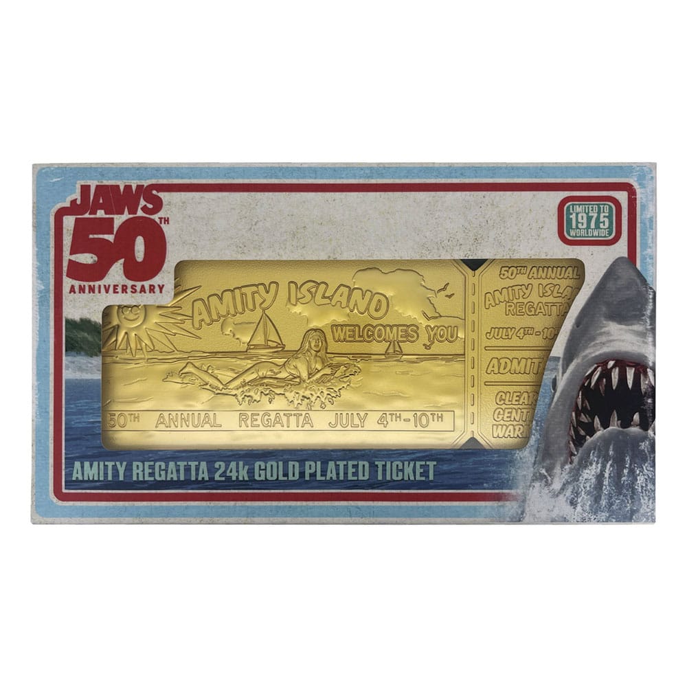 Jaws Replik 1/1 50th Anniversary Regatta Ticket 24k Gold Plated