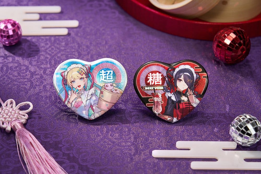Needy Streamer Overload Needy Streamer Chinese Restaurant Series Heart-Shaped Ansteckbutton OMGkawaiiAngel 7 x 6 cm