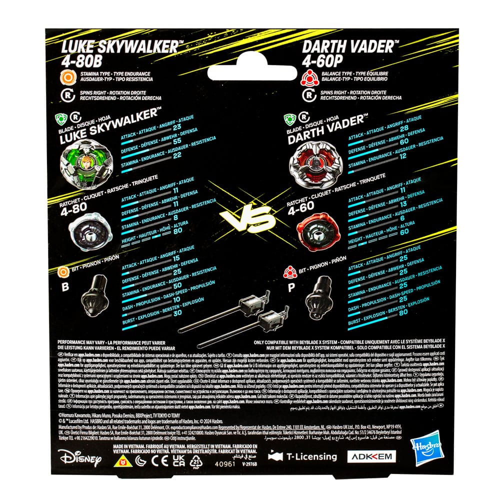 Beyblade X und Star Wars Collab Luke Skywalker 4-80B vs. Darth Vader 4-60B