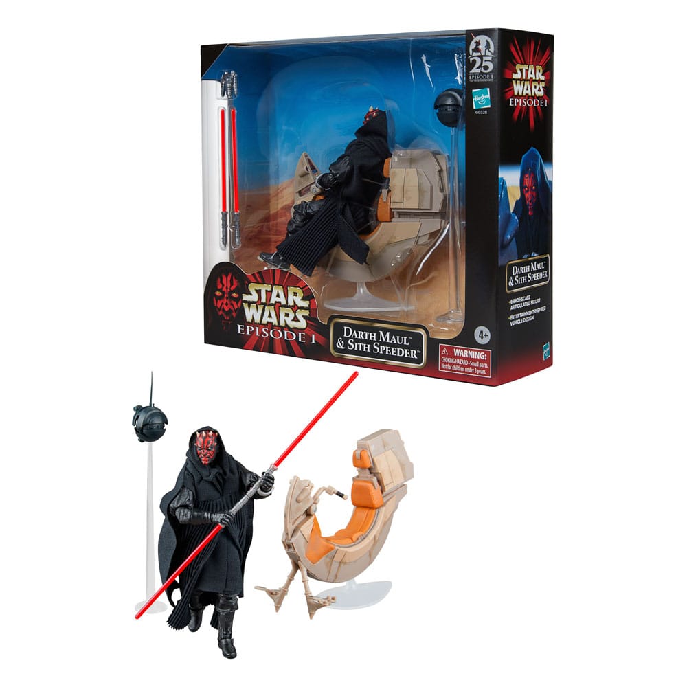 Star Wars Episode I Black Series Fahrzeug mit Actionfigur Darth Maul & Sith Speeder 25th Anniversary