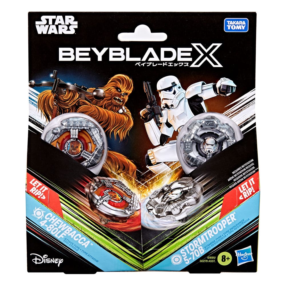 Beyblade X und Star Wars Collab Chewbacca 4-80LF vs. Stormtrooper 5-70B