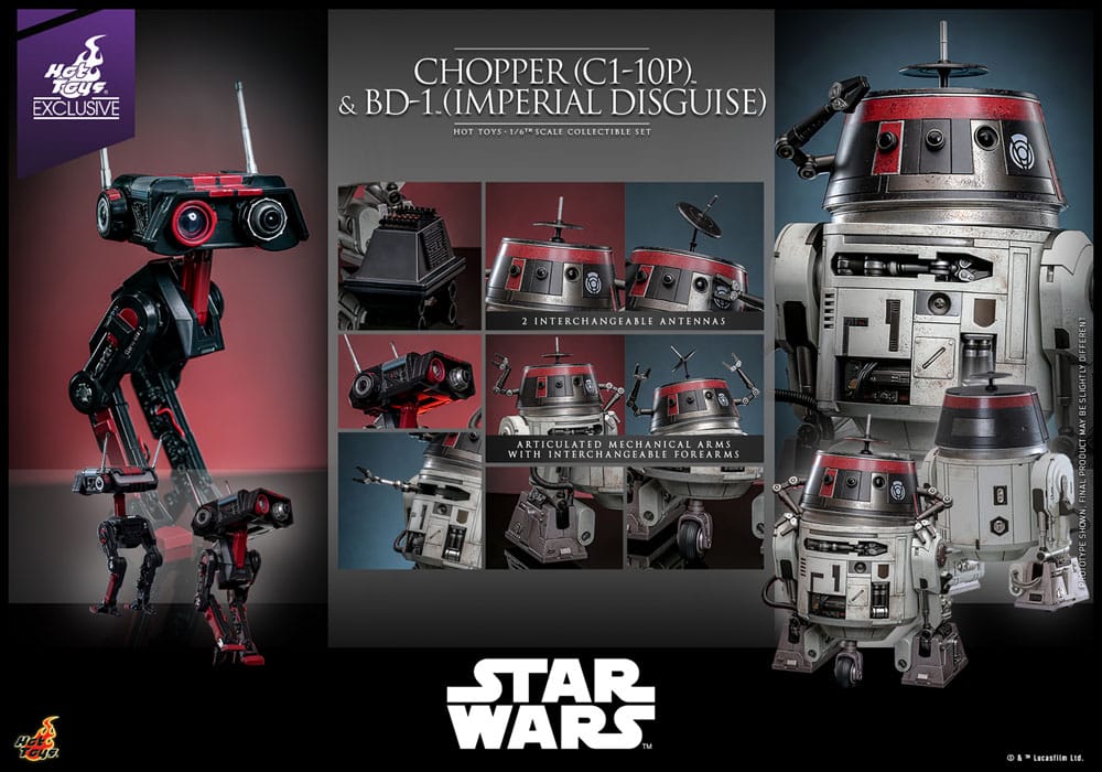 Star Wars Actionfigur Set 1/6 Chopper (C1-10P™) & BD-1™ (Imperial Disguise) 18 cm & 8 cm