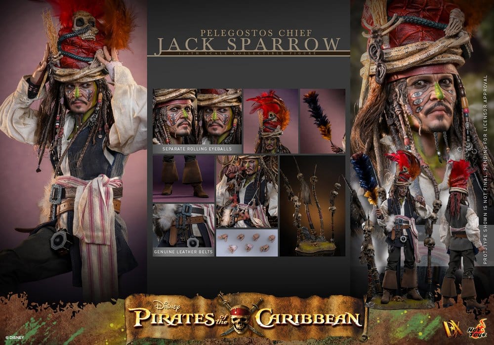 Pirates of the Caribbean - Fluch der Karibik 2 DX Actionfigur 1/6 Pelegostos Chief Jack Sparrow 30 cm