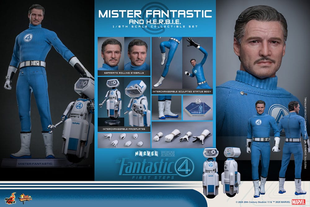 The Fantastic Four: First Steps Movie Masterpiece Actionfiguren 2er-Pack 1/6 Mister Fantastic & H.E.R.B.I.E. 30 cm