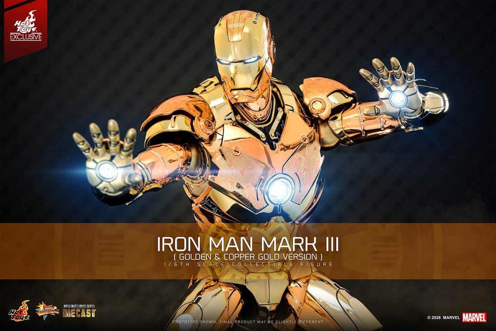 Iron Man Movie Masterpiece Diecast Actionfigur 1/6 Iron Man Mark III (Golden & Copper Gold Version) Hot Toys Exclusive 33 cm