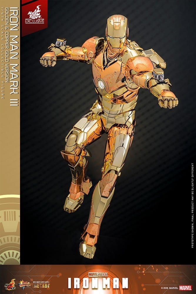 Iron Man Movie Masterpiece Diecast Actionfigur 1/6 Iron Man Mark III (Golden & Copper Gold Version) Hot Toys Exclusive 33 cm