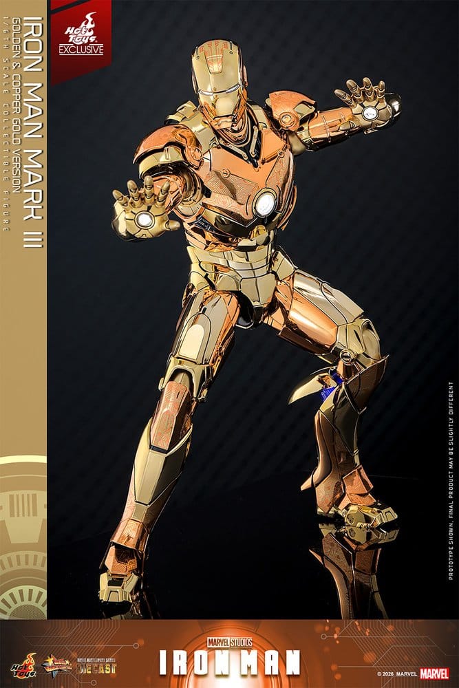 Iron Man Movie Masterpiece Diecast Actionfigur 1/6 Iron Man Mark III (Golden & Copper Gold Version) Hot Toys Exclusive 33 cm