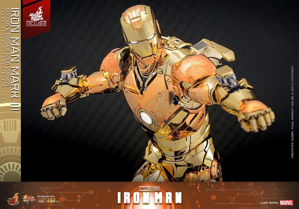 Iron Man Movie Masterpiece Diecast Actionfigur 1/6 Iron Man Mark III (Golden & Copper Gold Version) Hot Toys Exclusive 33 cm