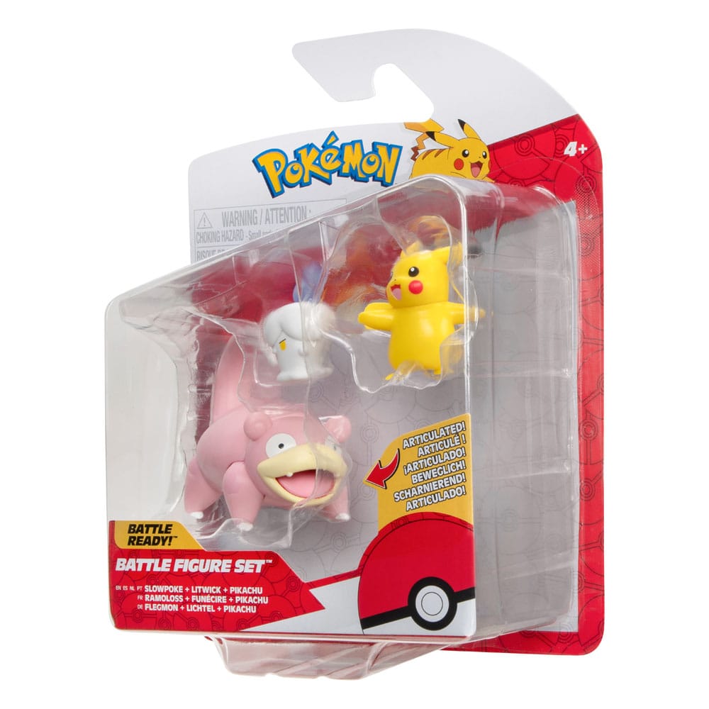 Pokémon Battle Figure Set Figuren 3er-Pack Pikachu (Weiblich), Lichtel, Flegmon 5 cm