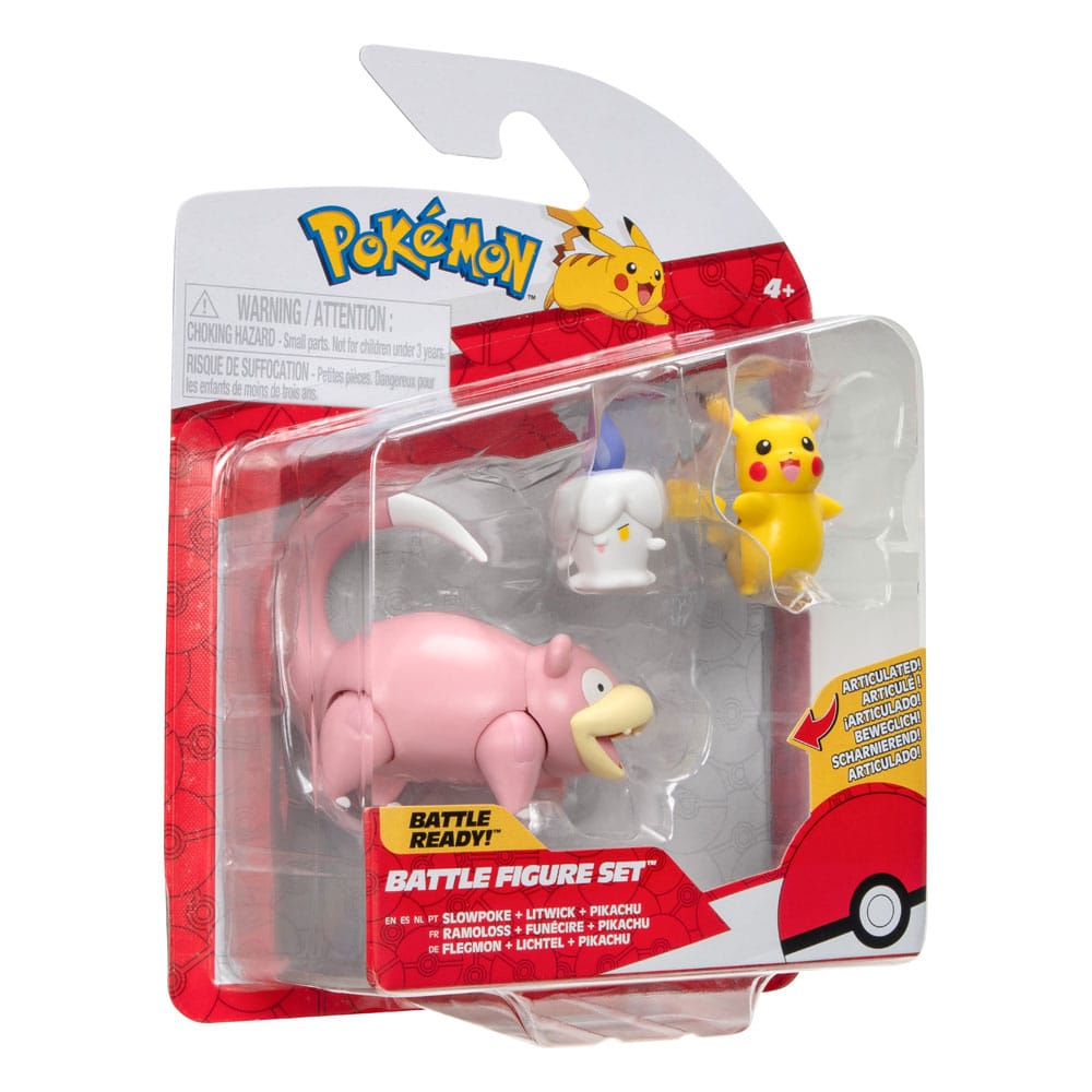 Pokémon Battle Figure Set Figuren 3er-Pack Pikachu (Weiblich), Lichtel, Flegmon 5 cm