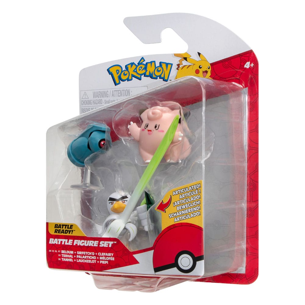 Pokémon Battle Figure Set Figuren 3er-Pack Piepi, Tanhel, Lauchzelot 5 cm