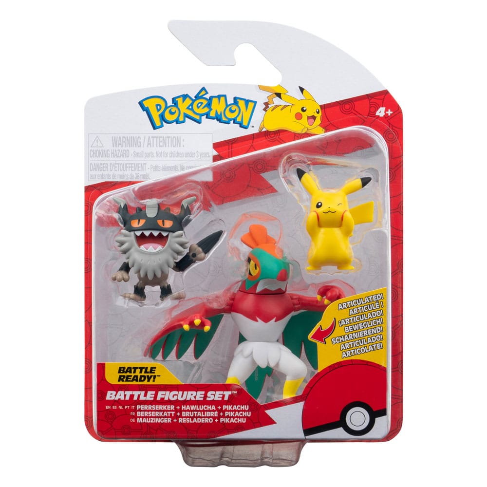 Pokémon Battle Figure Set Figuren 3er-Pack Pikachu #8, Mauzinger, Resladero 5 cm