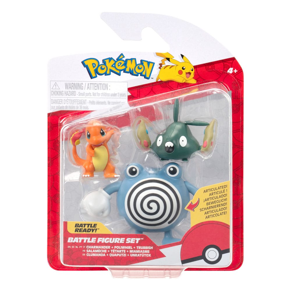 Pokémon First Partner Battle Figure Set Figuren 3er-Pack Glumanda, Unratütox & Quaputzi