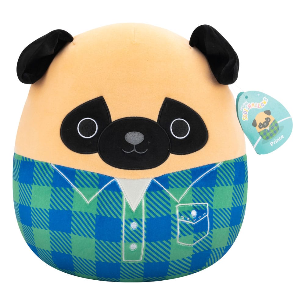 Squishmallows Plüschfigur Brown Pug in Green and Blue Flannel Shirt Prince 30 cm