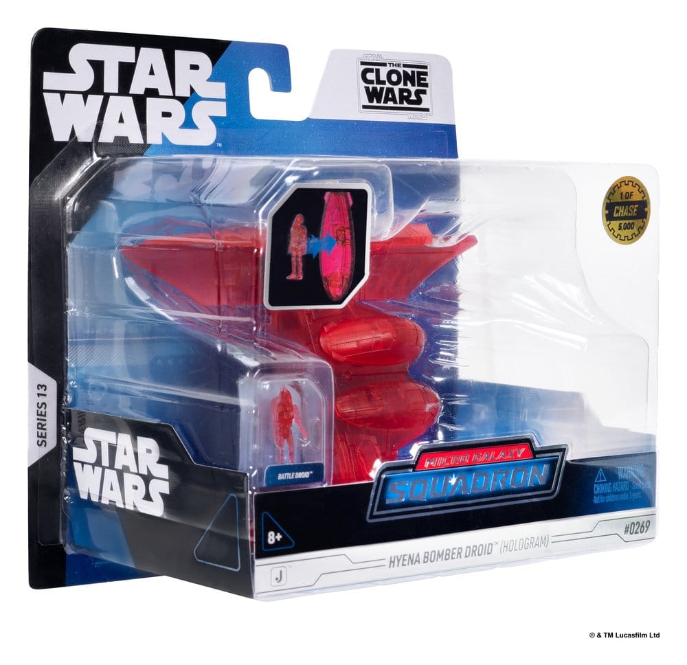 Star Wars Mittelgroßes Fahrzeug & Figuren Set Hyänen-Bomber (Rotes Hologramm) & Kampfdroide (Chase)