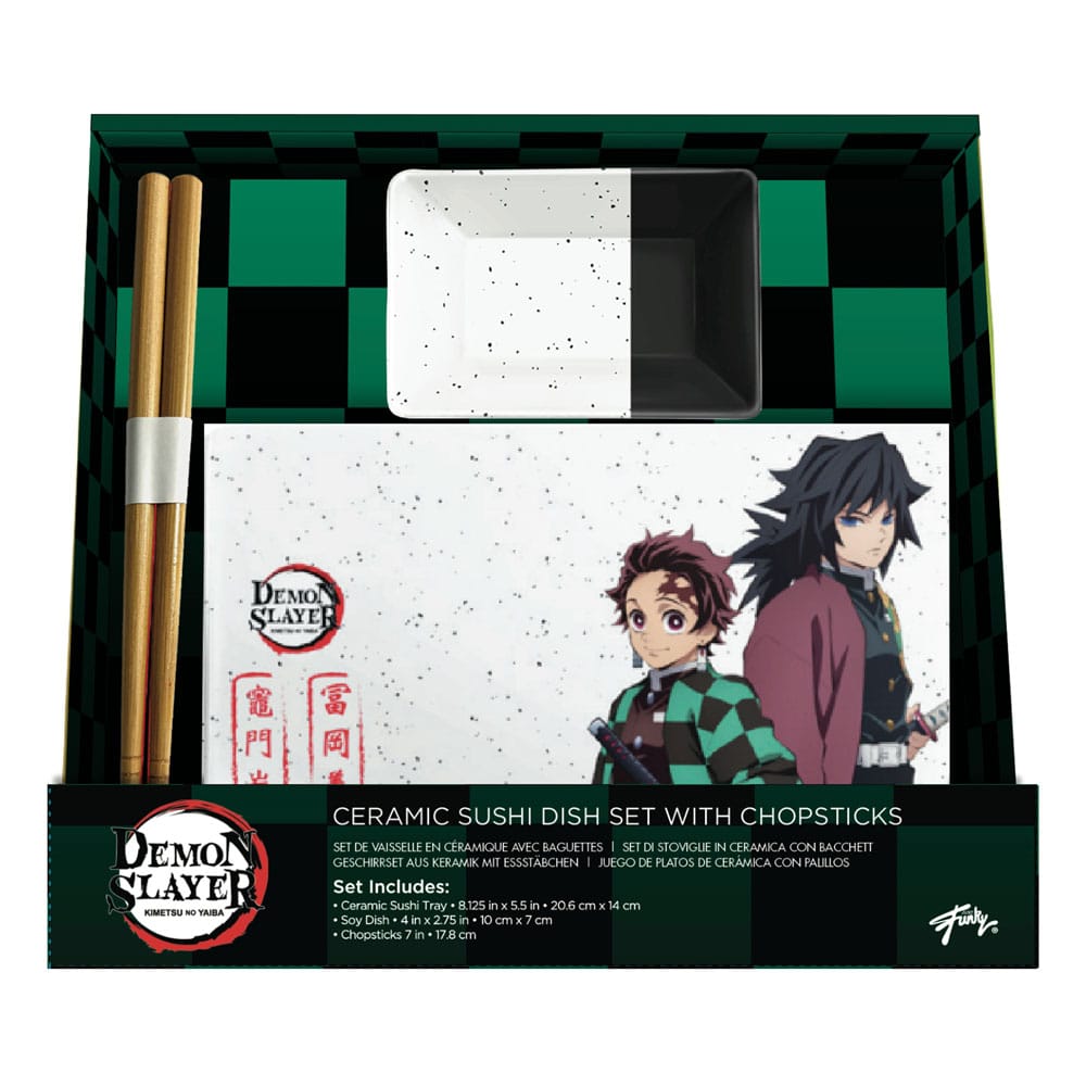 Demon Slayer Keramik Sushi Set mit Essstäbchen Tanjiro & Giyu