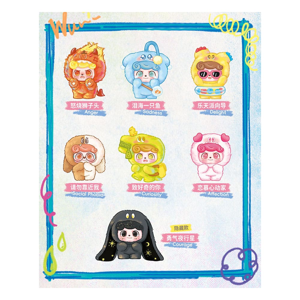 QKid: Emotional Hairy Monsters Series Blind Box Figur 12 - 14 cm Display (6)
