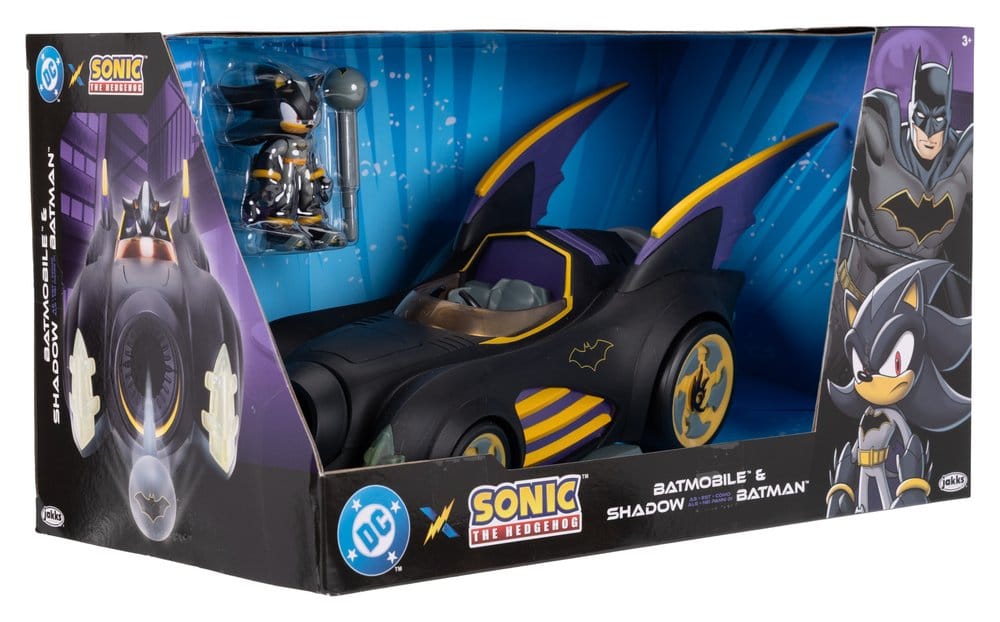 DC x Sonic - The Hedgehog Actionfigur mit Fahrzeug Shadow Batman & Batmobile 6 cm