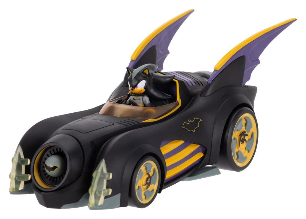 DC x Sonic - The Hedgehog Actionfigur mit Fahrzeug Shadow Batman & Batmobile 6 cm